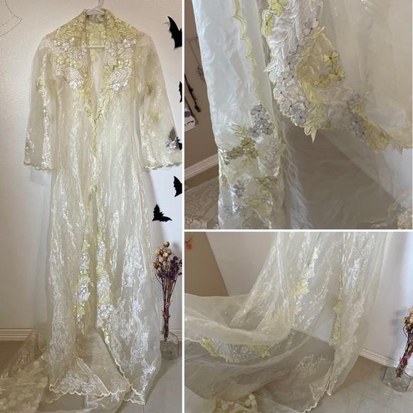 Vintage beautiful elegant sheer boho long duster - Picture 8 of 16